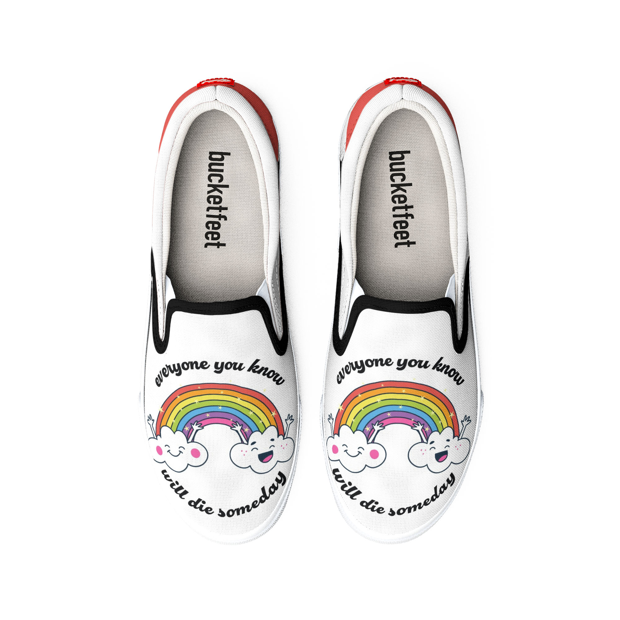 White shoes with a cheeky message
